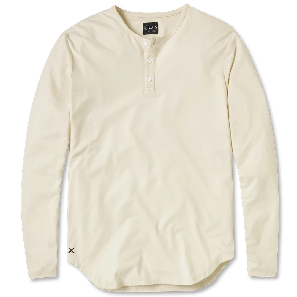 Cuts Clothing Henley Elongated long sleeve salt